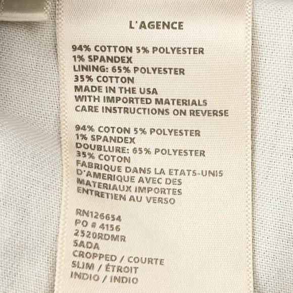 L'AGENCE Revolve Size 30 Sada High Rise Cropped Slim Jeans - Picture 10 of 10